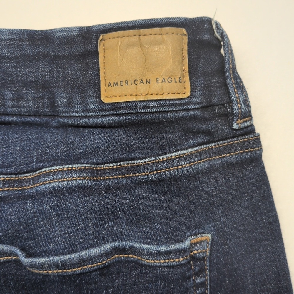 American Eagle Curvy Kick Boot Jeans Womens 12 Short Blue Medium Wash Stretch - Picture 10 of 13